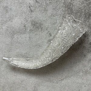 VINTAGE Crystal Cut Glass Cornucopia Horn